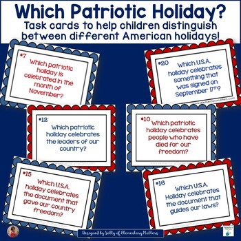 Preview of American Holidays - A Sorting Game - Distinguish Between Different USA Holidays