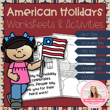 Preview of American Holidays: Worksheets and Activities for Kindergarten Students