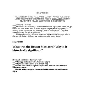 boston massacre essay body paragraph