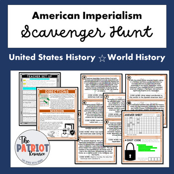 Preview of American Imperialism Reading Comprehension & Text Evidence Scavenger Hunt