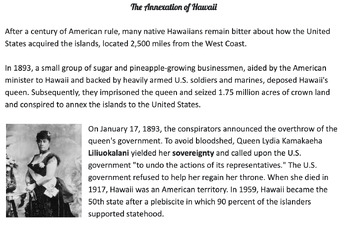 Preview of American Imperialism in Hawaii Modified DBQ