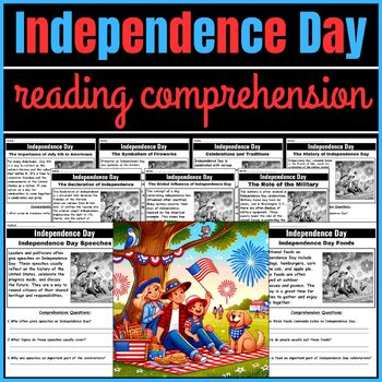 Preview of American Independence Day (July 4th) reading comprehension