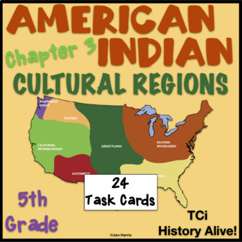 Preview of American Indian Cultural Regions Chapter 3 Task Cards - History Alive!  TCi