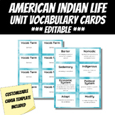 American Indian Life in Texas Unit Vocabulary Cards (Edita