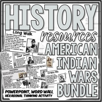 Preview of American Indian Wars PowerPoint, Word Wall & Hexagonal Thinking Activity