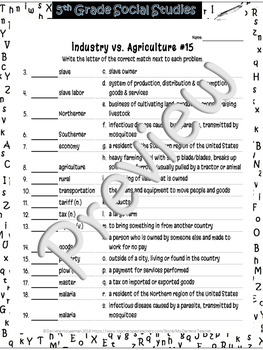 Preview of Industry vs. Agriculture~Match'Em Voc #15~Social Studies Weekly~NO PREP