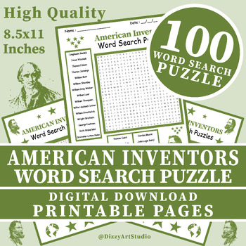 Preview of American Inventors Word Search Puzzle Worksheet Activity Printable Puzzle Pages