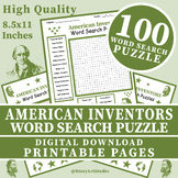American Inventors Word Search Puzzle Worksheet Activity P