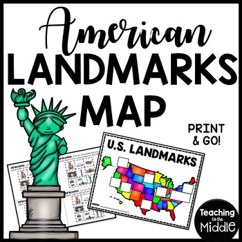 Preview of American Landmarks Map Cut and Paste Activity United States