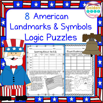 Preview of Enrichment Activities American Landmarks Symbols Logic Puzzles Fast Finishers