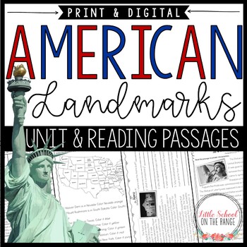 Preview of American Landmarks Unit and Reading Passages | Print and Digital
