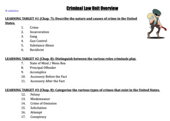 Preview of American Law: Criminal Law OVERVIEW GOOGLE DOC