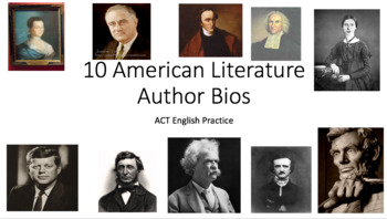 Preview of American Literature Author Bio Passages for ACT English Practice - Set #1