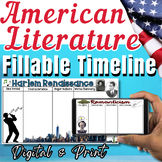 American Literature Fillable Timeline FREE Organizer - Dig