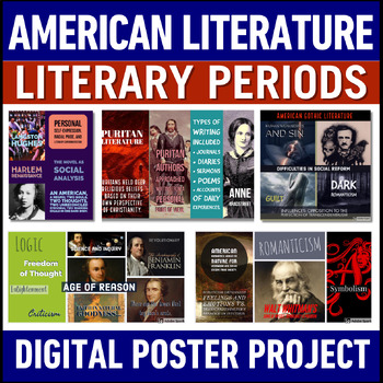 Preview of American Literature Literary Movements Poster Project - Literary Timelines