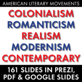 American Literature Movement Overview BUNDLE, Colonialism to Post-Modernism
