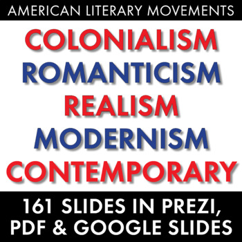 Preview of American Literature Movement Overview BUNDLE, Colonialism to Post-Modernism