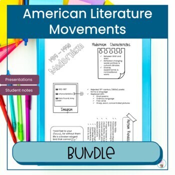 Preview of American Literature Movements Introduction, Visual Notes Bundle