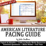 American Literature Pacing Guide, Curriculum Map, Digital Format
