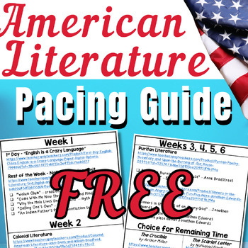 Preview of American Literature Pacing Guide FREE