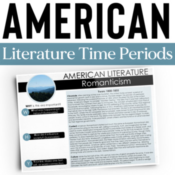 Preview of American Literature Time Period Introductions : American Literature Activities