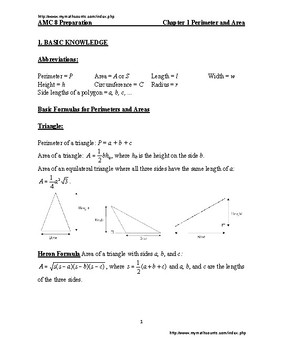 Preview of American Mathematics Contest 8  Perimeter and Area