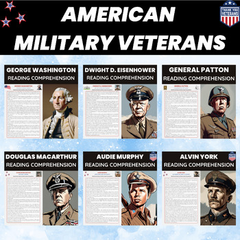 Preview of American Military Veterans Reading Comprehension Bundle | Veterans Day Heroes