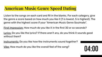 Preview of American Music Genre Speed Dating