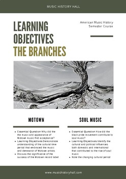 Preview of American Music History - The Branches - Learning Objectives