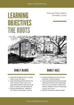 Preview of American Music History - The Roots - Learning Objectives