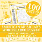 American Musicians Word Search Puzzle Worksheet Activity P
