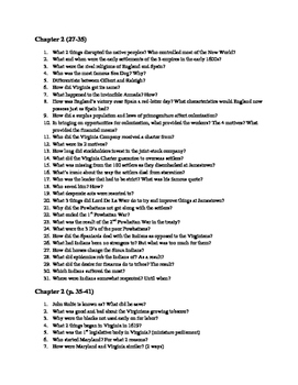 Preview of American Pageant 14th edition guided reading questions (Ch. 1-40)