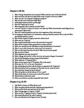 Preview of American Pageant 16th edition guided reading questions (Ch.1-40)