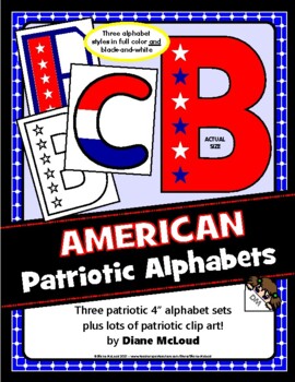 Preview of American Patriotic Alphabets—three styles of 4" letters in red, white and blue