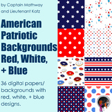 American Patriotic Red, White, + Blue Backgrounds/Digital Papers
