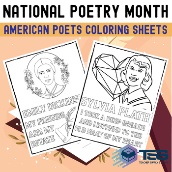 Preview of American Poetry Legends Coloring Pages | National Poetry Month Coloring Sheets