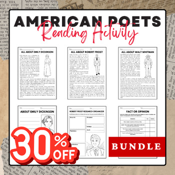 Preview of American Poets - Reading Activity Pack Bundle | National Poetry Month Activies