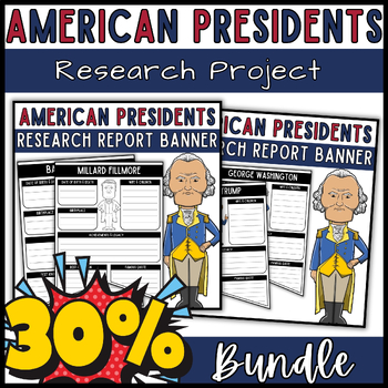 Preview of American President's Day Biography Research Report Banners Bulletin Board Bundle