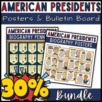Preview of American President's Day Posters and Bulletin Board Bundle | Classroom Decor