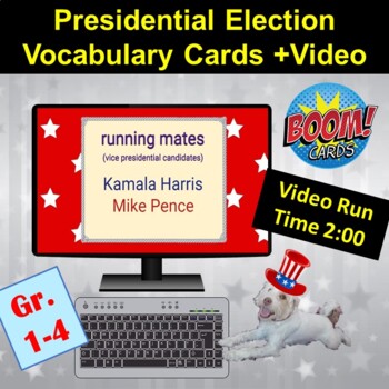 Preview of American Presidential Election Vocabulary Boom Cards + 2:00 Video