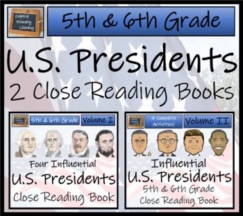 Preview of American Presidents 1 & 2 Close Reading Comprehension Books | 5th & 6th Grade