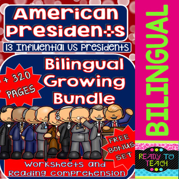 Preview of American Presidents - Bilingual Growing Bundle + Bonus Set - Posters Added