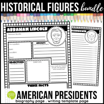 Preview of American Presidents Biography Page and Writing Page Template BUNDLE