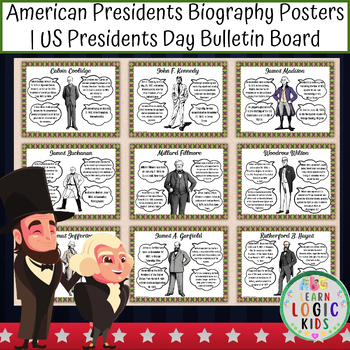 Preview of American Presidents Biography Posters | US Presidents Day Bulletin Board