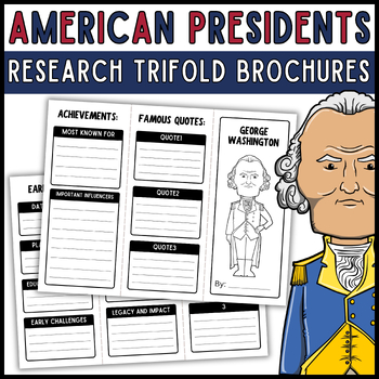 Preview of American Presidents Biography Research Trifold Brochures | USA President's Day