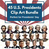 American Presidents Clip Art Bundle - 45 Realistic Portrai