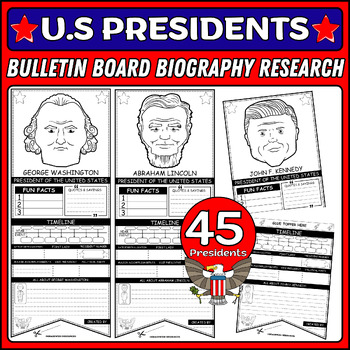 Preview of American Presidents Day Biography Research Reports Pennant Bulletin Board