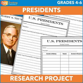Preview of American Presidents Research Writing Project - 4th, 5th, 6th Grade Activity