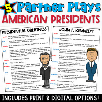Preview of American Presidents Partner Plays: 5 Scripts with Facts and Opinions Worksheets