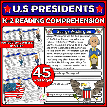 Preview of American Presidents Reading Comprehension Passages K-2 President's Day Activitiy